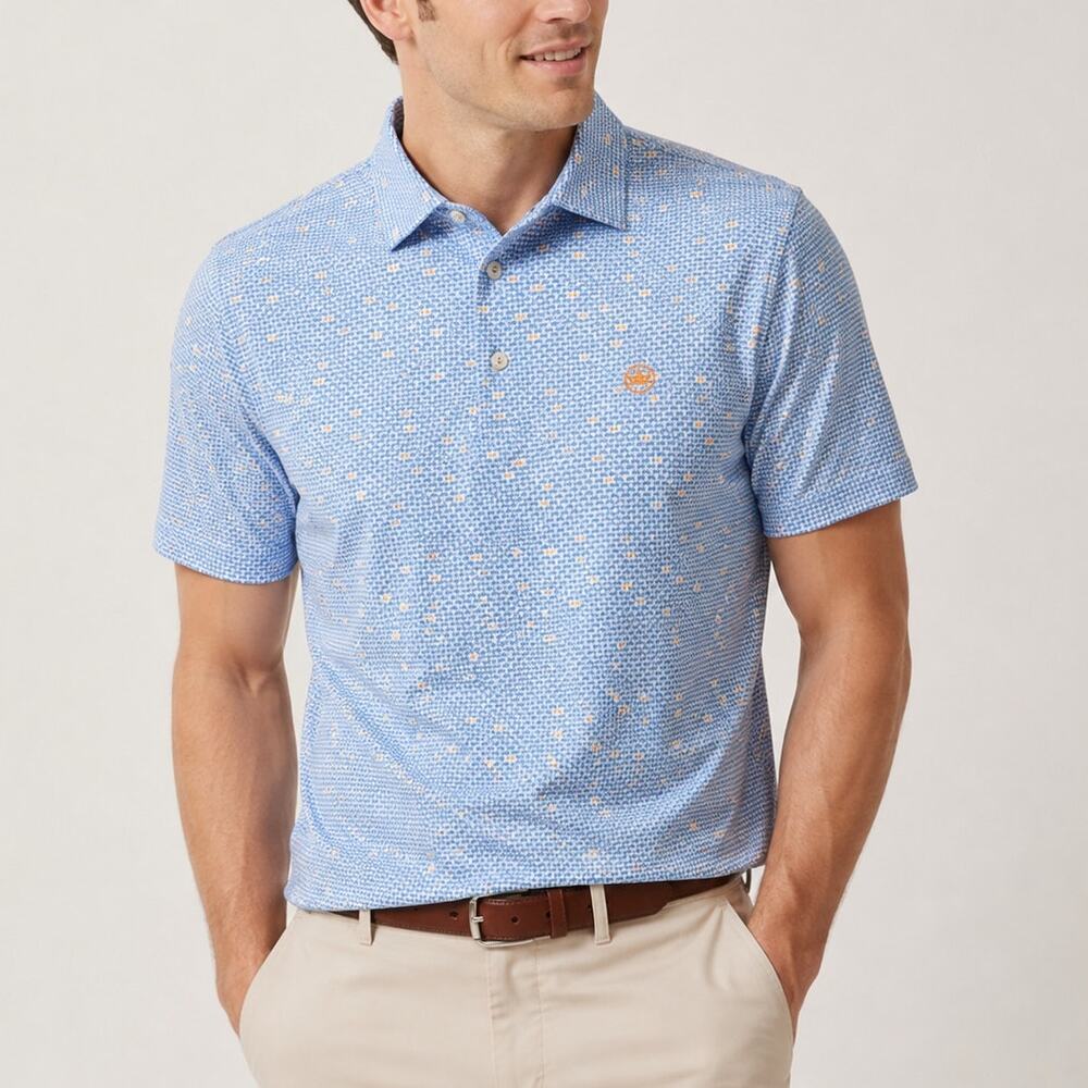Peter Millar Summer Comfort Golf Polo Sunglasses Print Blue size Small
